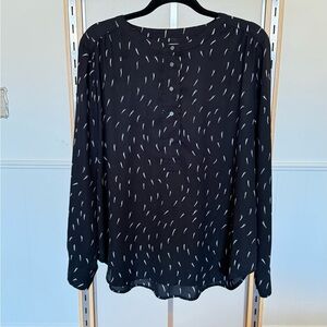 LOFT Black and White Patterned Blouse